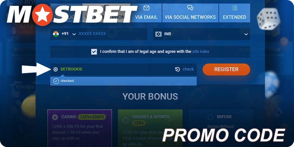 प्रोमो कोड BETBOOKIE का उपयोग करें और Mostbet पर बोनस प्राप्त करें