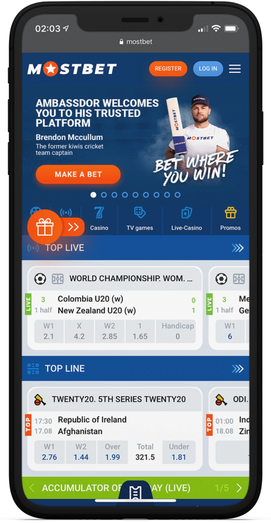 Screenshot of Mostbet App